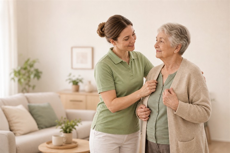 DuoCare unterstützt eine Seniorin bei der Grundpflege in Herne
